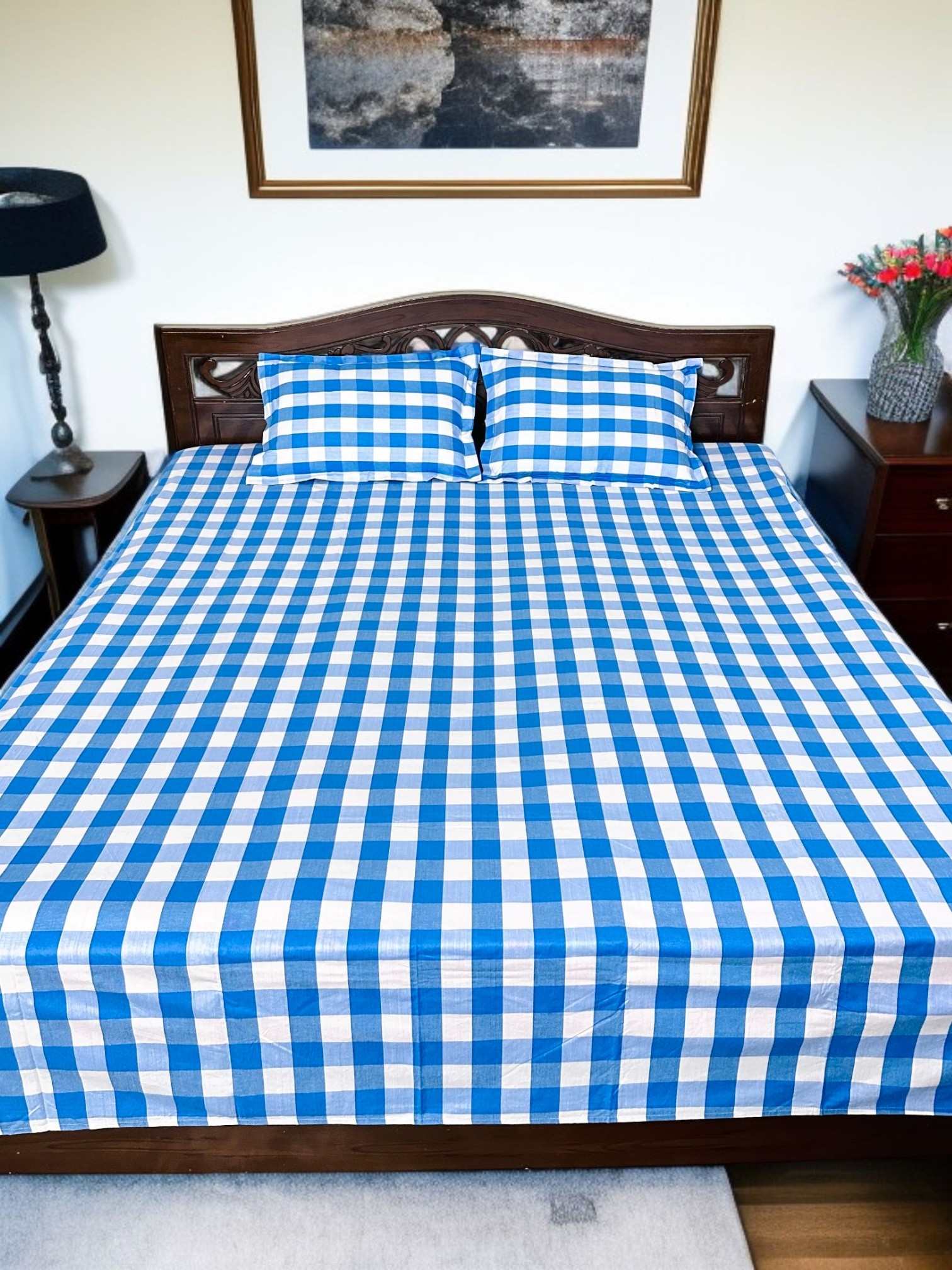 তাঁতের চেক বেডশিট